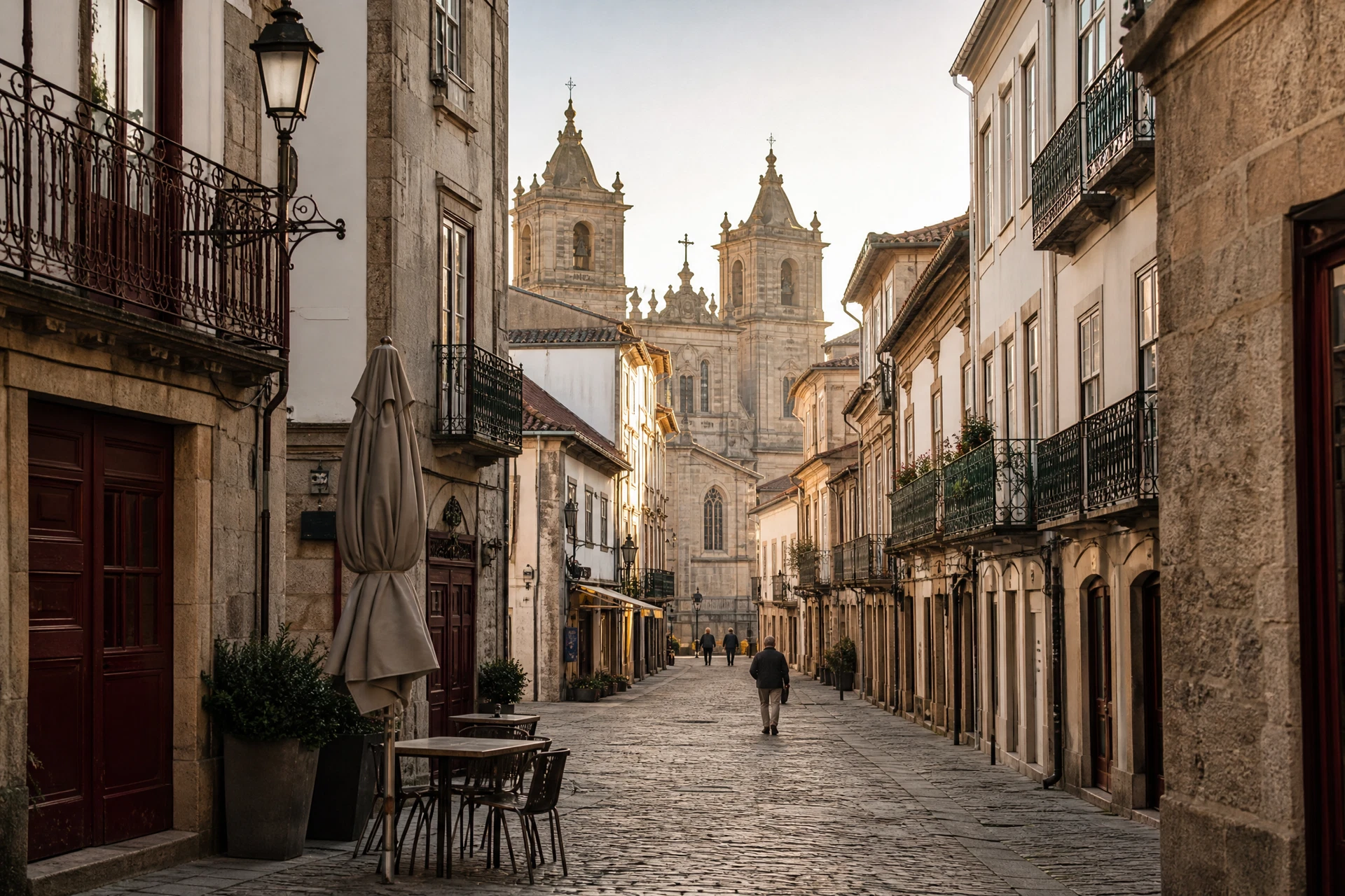 Rua histórica de Braga junto à Sé Catedral